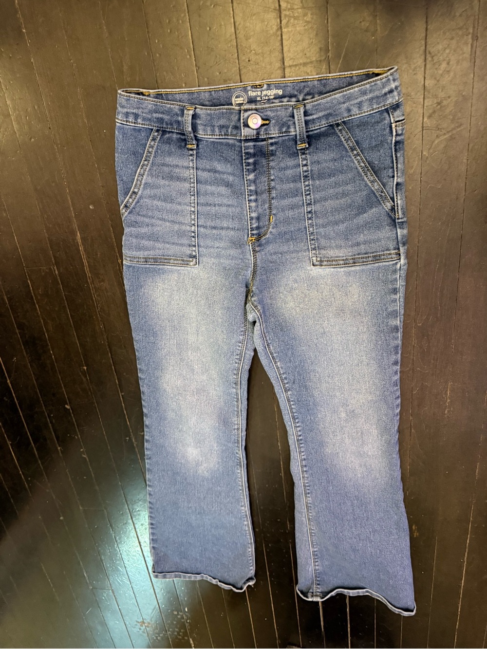 wonder nation Blue Flare Jeans with Front Patch Pockets